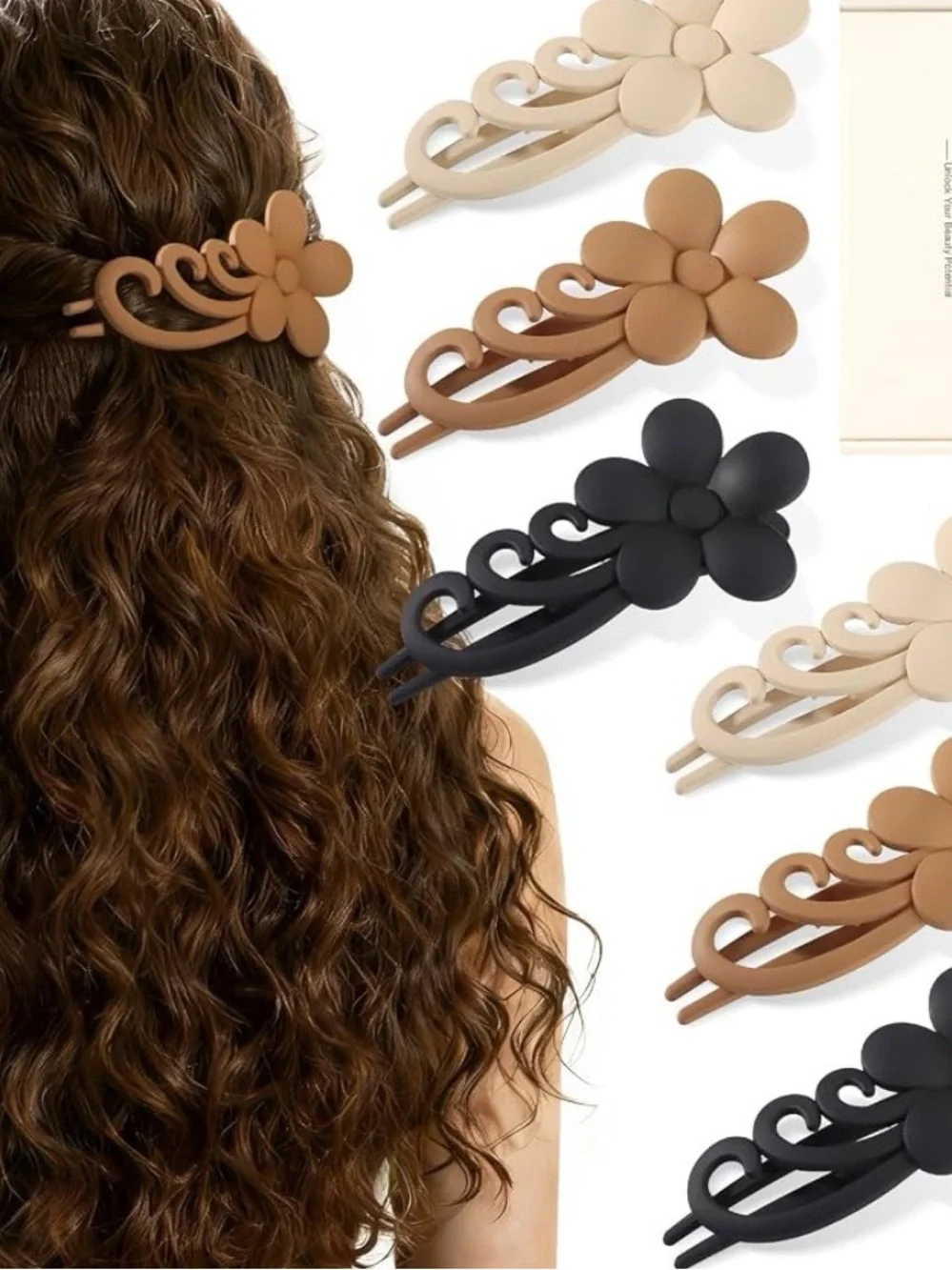 Floral Wave Hair Clip - Pack of Neutral Hair Barrettes hair clips NWT